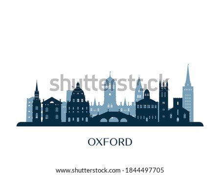 Oxford skyline, monochrome silhouette. Vector illustration.