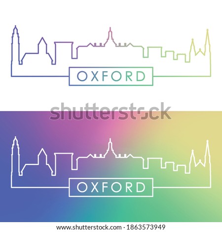 Oxford, Ohio skyline. Colorful linear style. Editable vector file.