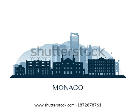 Monaco skyline, monochrome silhouette. Vector illustration.