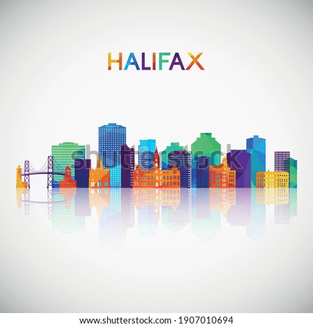 Halifax skyline silhouette in colorful geometric style. Symbol for your design. Vector illustration.