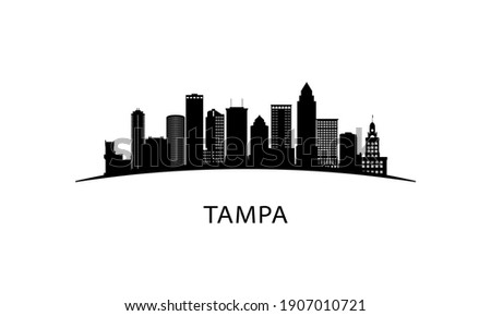 Tampa city skyline. Black cityscape isolated on white background. Vector banner.