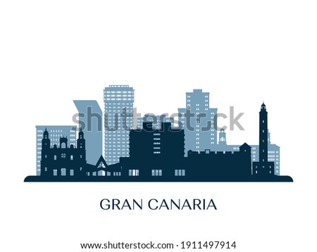 Gran Canaria skyline, monochrome silhouette. Vector illustration.