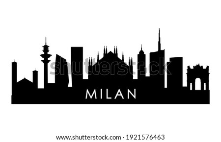 Milan skyline silhouette. Black Milan city design isolated on white background. 