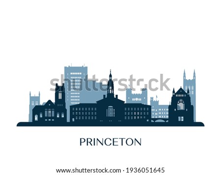 Princeton skyline, monochrome silhouette. Vector illustration.