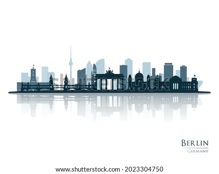 Berlin skyline silhouette with reflection. Landscape Berlin, Germany. Vector illustration.