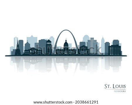 St.Louis skyline silhouette with reflection. Landscape St.Louis, Missouri. Vector illustration.