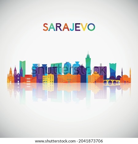 Sarajevo skyline silhouette in colorful geometric style. Symbol for your design. Vector illustration.