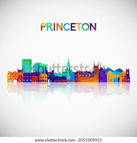Princeton, NJ skyline silhouette in colorful geometric style. Symbol for your design. Vector illustration.