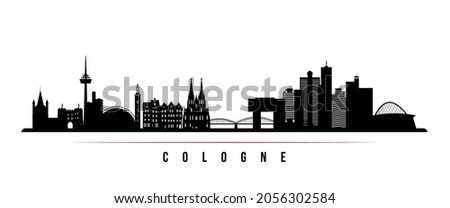 Cologne skyline horizontal banner. Black and white silhouette of Cologne, Germany. Vector template for your design. 