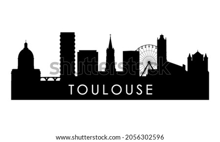 Toulouse skyline silhouette. Black Toulouse city design isolated on white background. 