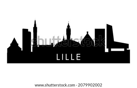 Lille skyline silhouette. Black Lille city design isolated on white background. 