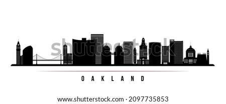 Oakland skyline horizontal banner. Black and white silhouette of Oakland, California. Vector template for your design. 