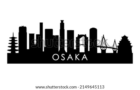 Osaka skyline silhouette. Black Osaka city design isolated on white background. 