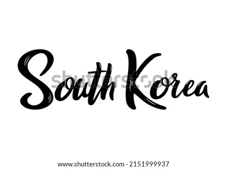South Korea Lettering. Handwritten name of country. Vector design template.