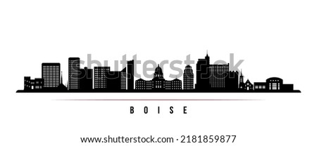 Boise skyline horizontal banner. Black and white silhouette of Boise, Idaho. Vector template for your design. 
