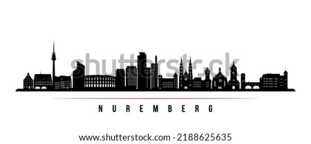 Nuremberg skyline horizontal banner. Black and white silhouette of Nuremberg, Germany. Vector template for your design. 