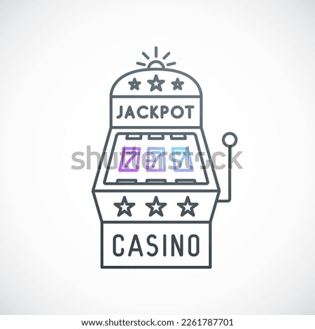 Linear Slot machine icon. Vector casino emblem isolated on white background. Simple Slot machine illustration.