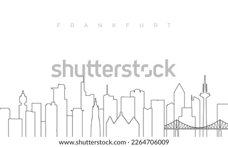 Outline Frankfurt skyline. Trendy template with Frankfurt buildings and landmarks in line style. Stock vector design. 