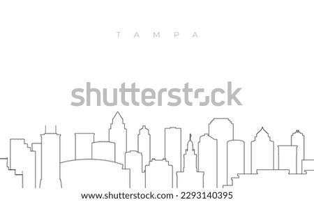 Outline Tampa skyline. Trendy template with Tampa buildings and landmarks in line style. Stock vector design. 