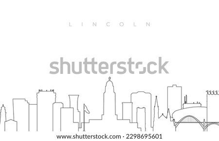 Outline Lincoln skyline. Trendy template with Lincoln buildings and landmarks in line style. Stock vector design. 