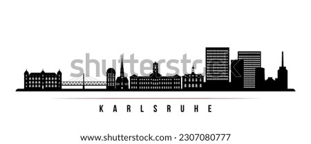 Karlsruhe skyline horizontal banner. Black and white silhouette of Karlsruhe, Germany. Vector template for your design. 