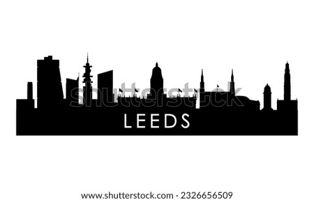 Leeds skyline silhouette. Black Leeds city design isolated on white background. 