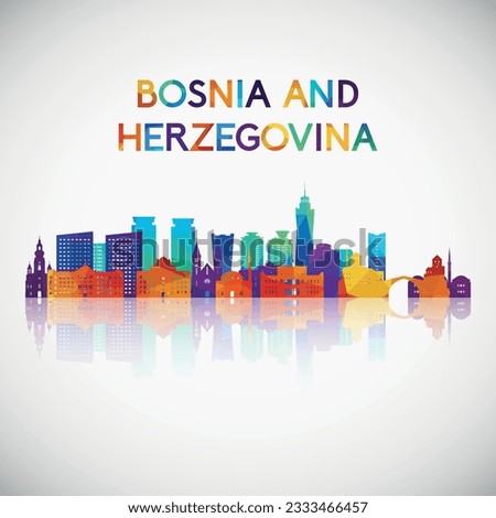 Bosnia and Herzegovina skyline silhouette in colorful geometric style. Symbol for your design. Vector illustration.
