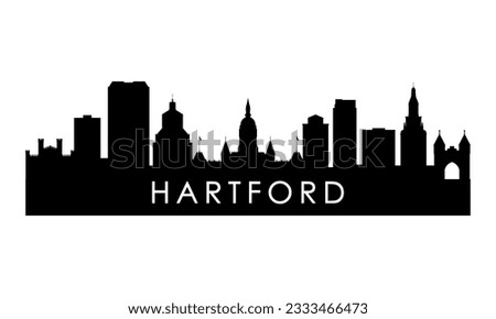 Hartford skyline silhouette. Black Hartford city design isolated on white background. 