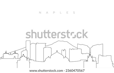 Outline Naples skyline. Trendy template with Naples, Italy buildings and landmarks in line style. Stock vector design. 