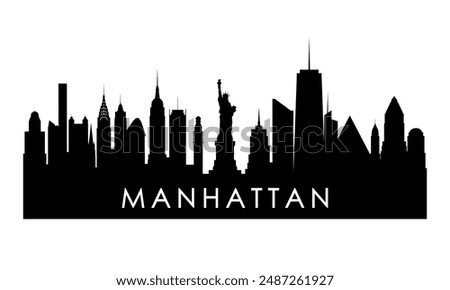 Manhattan skyline silhouette. Black Manhattan NYC city design isolated on white background. 