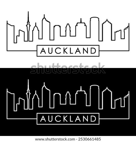 Auckland skyline. Linear style. Single line. Editable vector file.