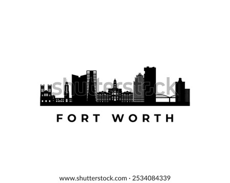 Vector Fort Worth  skyline. Travel Fort Worth famous landmarks. Business and tourism concept for presentation, banner, web site.