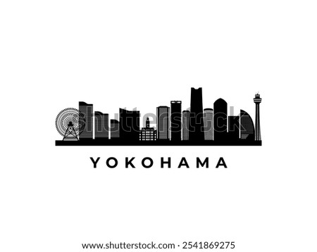 Vector Yokohama  skyline. Travel Yokohama famous landmarks. Business and tourism concept for presentation, banner, web site.