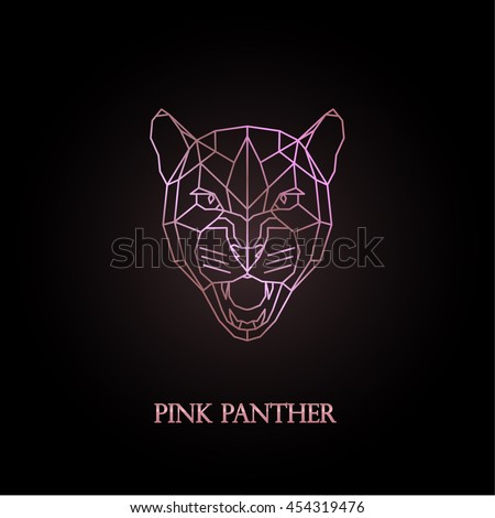 Pink panther logo design. Polygonal style. Vector illustration. 