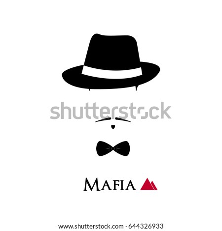 Italian Mafioso face on white background. Vector illustration.