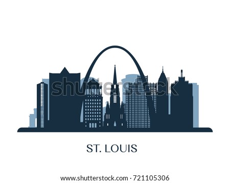 St. Louis skyline, monochrome silhouette. Vector illustration.