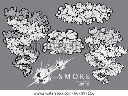 smoke and cloud cartoon design on grey background vector
