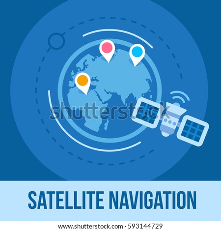 Planet Earth, Satellite Navigation and Geolocation. Vector illustration