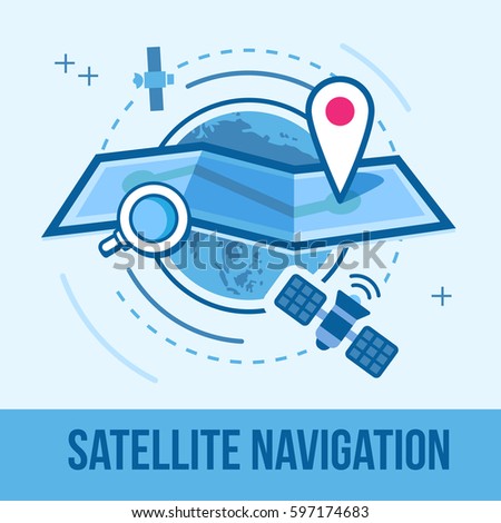 Planet Earth, Route map, Satellite Navigation and Geolocation. Search route on the map. Business concept illustration.