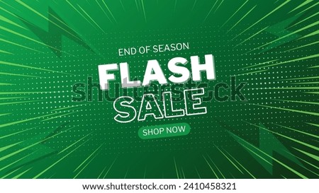 Flash Sale Shopping Poster or banner with Flash icon and 3D text on green background. Flash Sales banner template design for social media and website. 