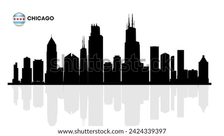 Chicago skyline, Chicago 
cityscape, Chicago skyscraper buildings vector silhouette. vector illustrator