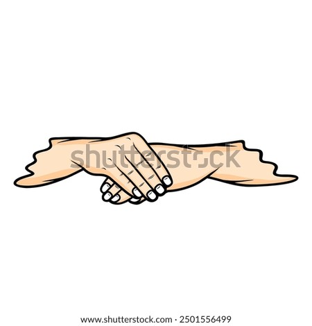 right hand over left hand front view pose photo vector illustration