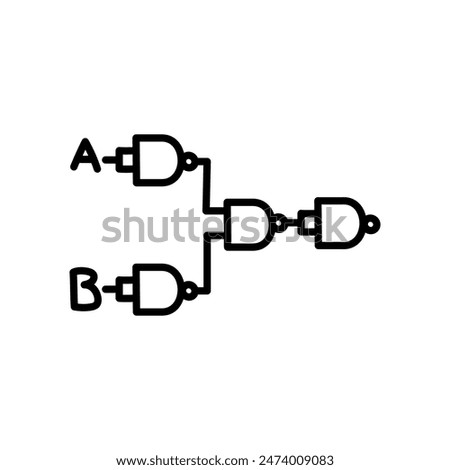 NOR To NAND Gate Outline Icon, Vector illustration