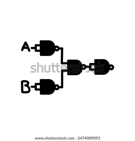 NOR To NAND Gate Glyph Icon, Vector illustration