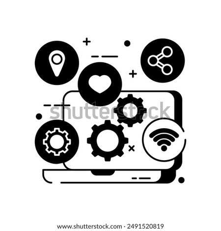 Automatic Functions Glyph Icon, Vector illustration