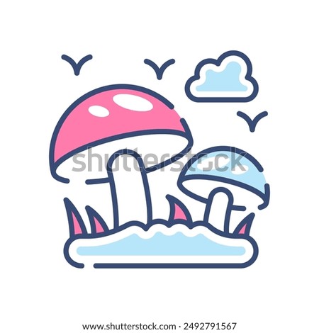 Mushroom Filled Color Icon, Vector illustration