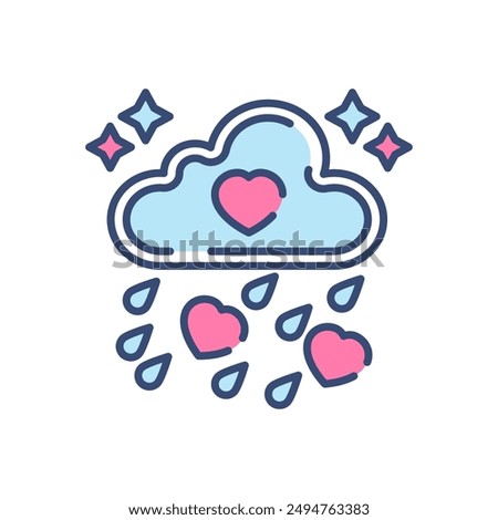 Love Rain Filled Color Icon, Vector illustration