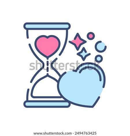 Heart Hourglass Filled Color Icon, Vector illustration