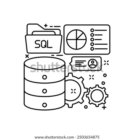 SQL Script Outline Icon, Vector illustration