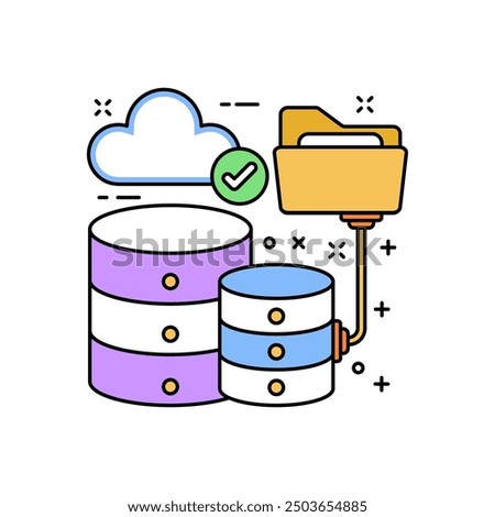 Database Fill Color Icon, Vector illustration